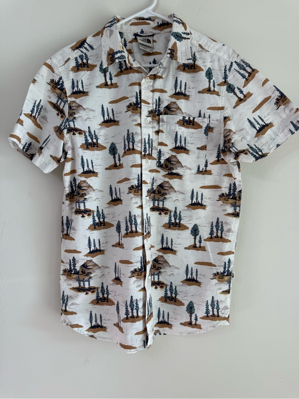 North Face White Short-Sleeve Button-Up Shirt